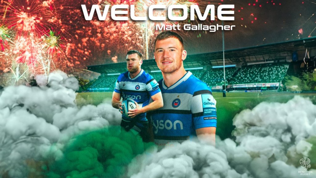 La grafica che annuncia l'arrivo di Matt Gallagher a Treviso
