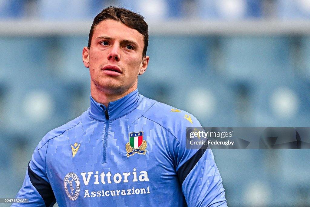 GENOA, ITALY - NOVEMBER 21: Paolo Garbisi of Italy looks on during Italy Captain's Run at Stadio Luigi Ferraris on November 21, 2025 in Genoa, Italy. (Photo by Simone Arveda - Federugby/Federugby via Getty Images)
